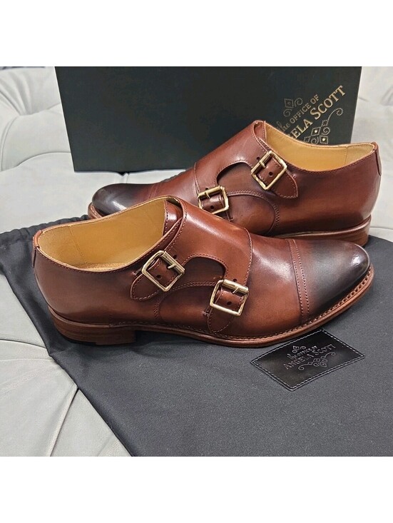 The Office Of Angela Scott Shoes - The Office Of Angela Scott Mr Colin Dbl Monk Strap Brown Womens Shoes 36.5 6.5